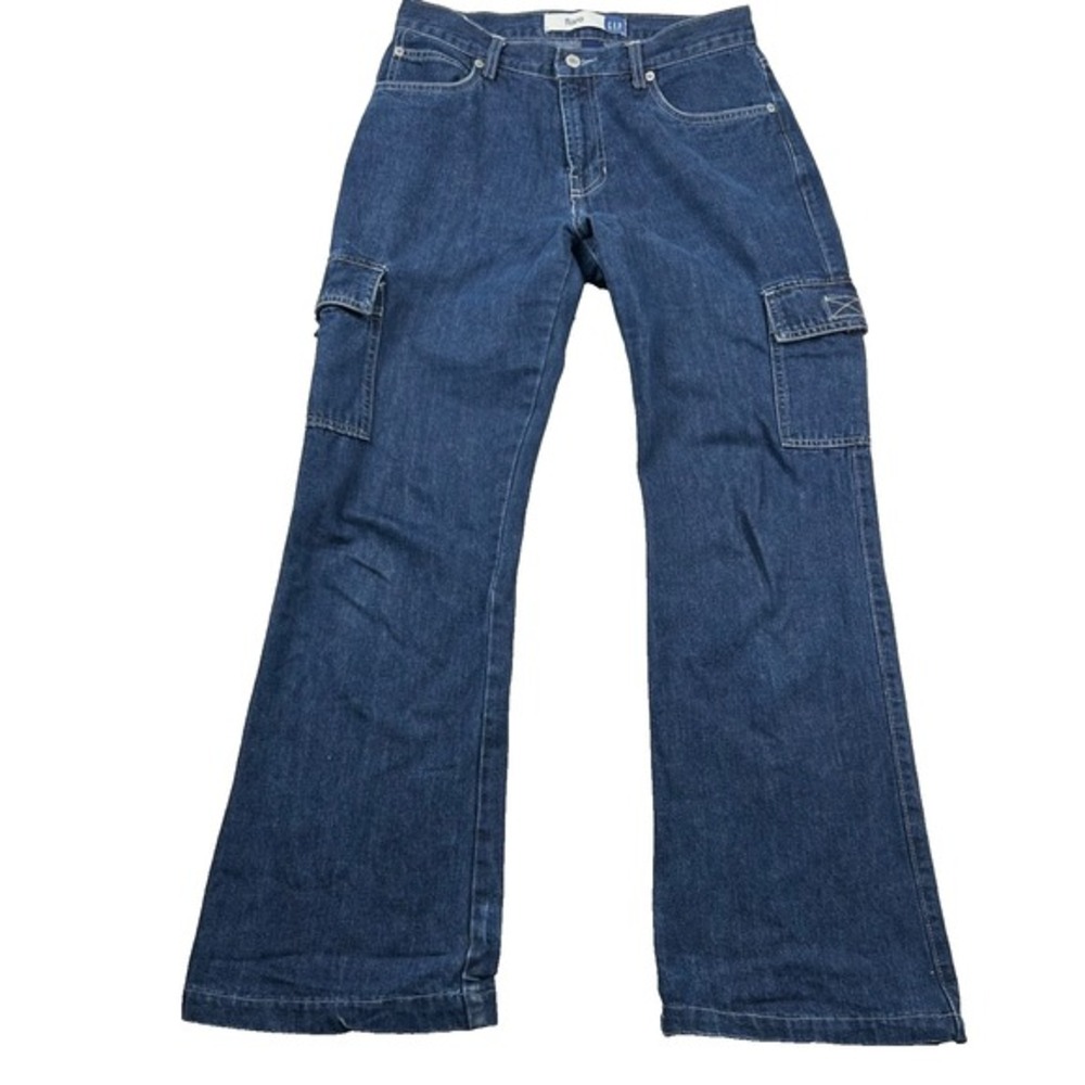 Vintage Gap Jeans Womens 8 Flare Cargo Dark Wash Y2K Bootcut 5-Pocket Britney